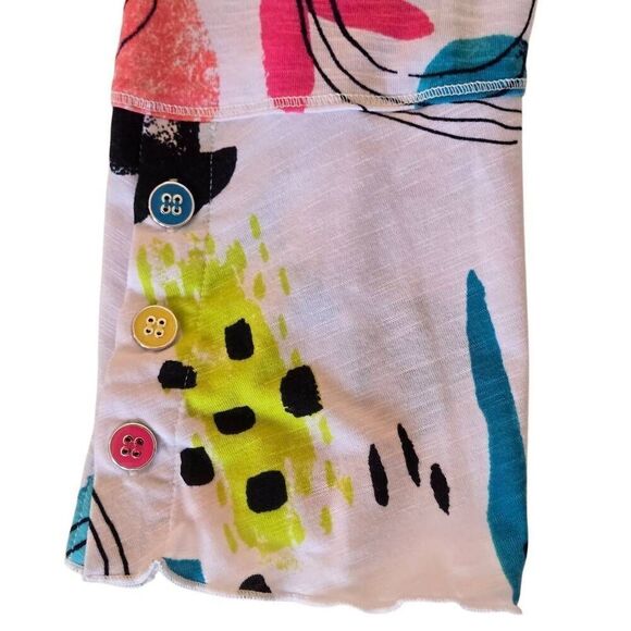 Multiples Womens Abstract Multi Color Flare Sleeve Art to Wear Top Small - Picture 6 of 11